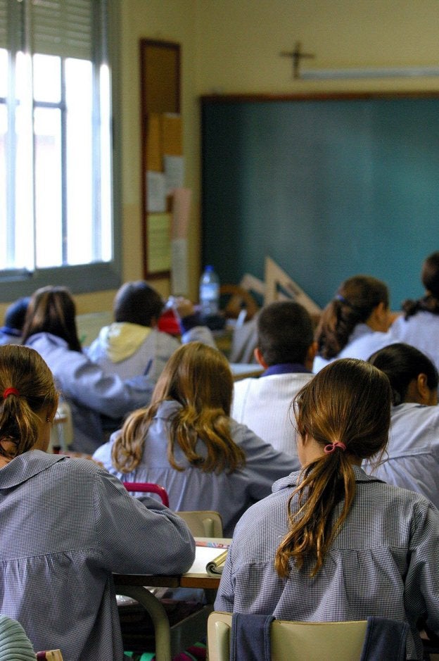 Estudiantes de un colegio concertado, durante una clase.