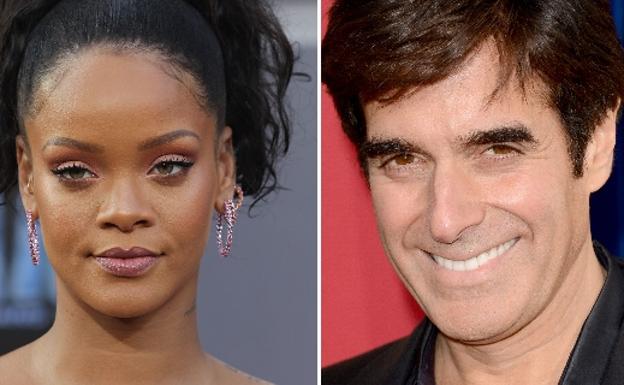 La cantante Rihanna y el ilusionista David Copperfield.