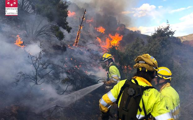 Bomberos da por estabilizado el incendio forestal en Montán