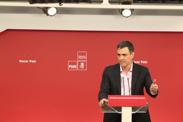 El secretario general del PSOE, Pedro Sánchez, ayer. / ep