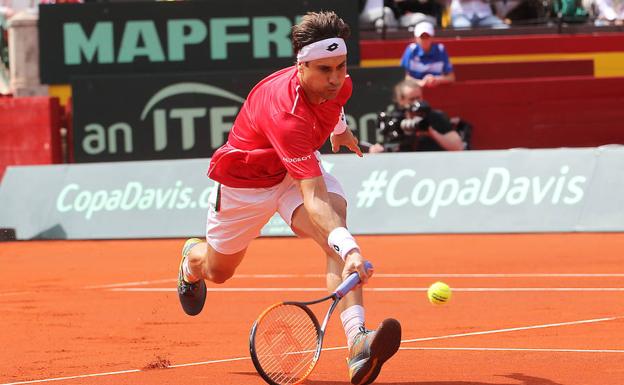 David Ferrer durente el enfrentamiento de hoy en Copa Davis./Agencias