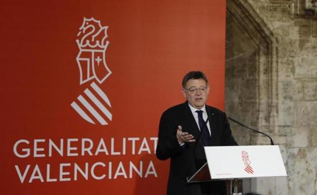 Puig, en la presentación del logotipo de la Generalitat. /LP