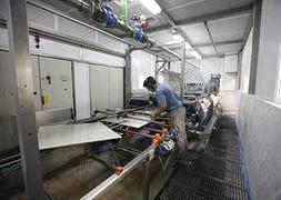 Un trabajador en una empresa azulejera. / LP/