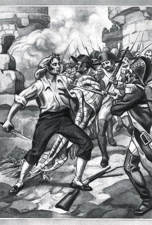 Grabado de 1930 que representa una escena de guerrillas. ::
LP/