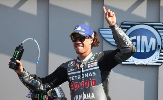 Franco Morbidelli festeja su triunfo en Misano. /Pasquale Bove (Efe)