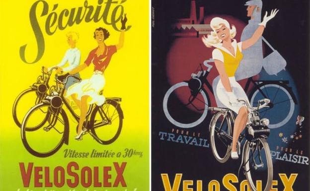 Para el trabajo y la diversión, el VéloSolex se anunciaba como la bicicleta que rodaba sola